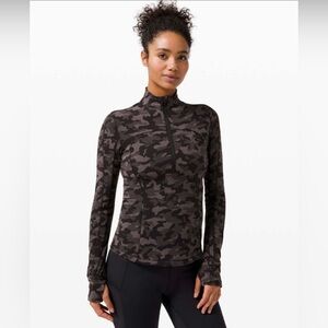 Lululemon Run Briskly 1/2 Zip | Heritage Camo Jacquard Black Lunar Rock